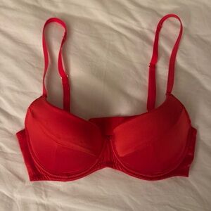 Topshop Red Satin Mesh Padded Underwire Push Up Bra - Size 34A ASOS